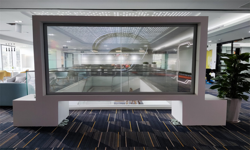 2 × 2 splicing installation case for enterprise exhibition hall