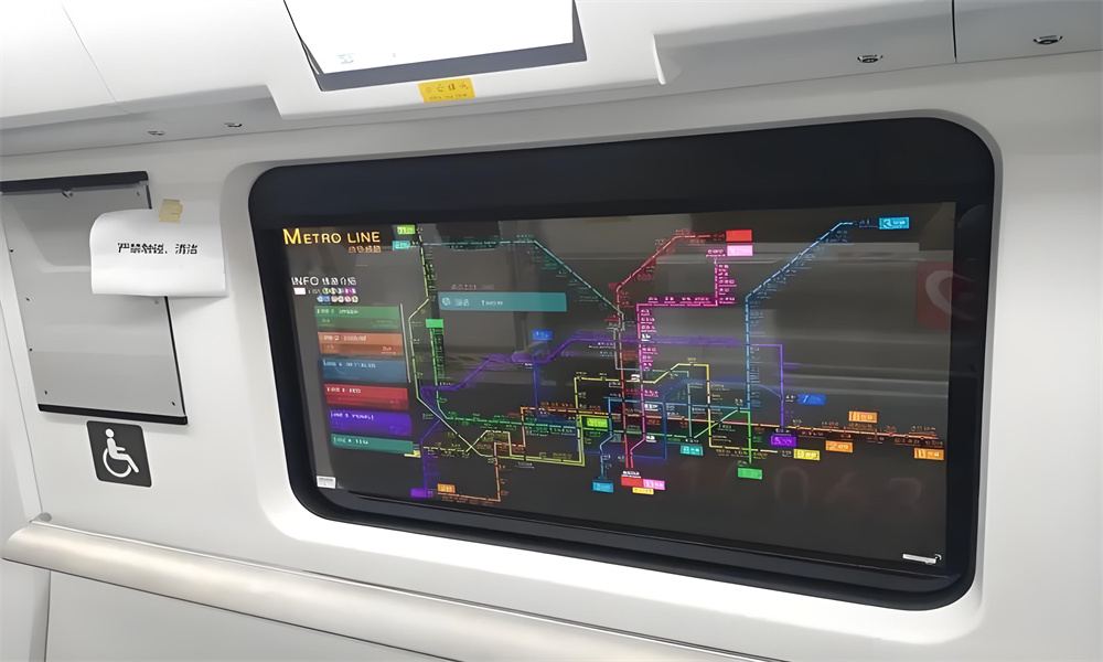Application of OLED transparent screen in subway car windows