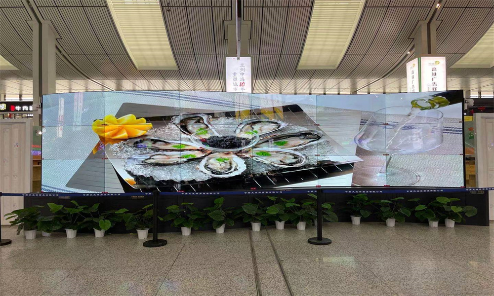 Application of OLED transparent screen in station waiting hall
